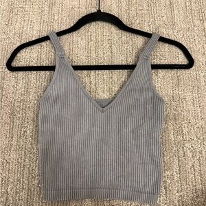 Pitaya Gray Ribbed V-Neck Tank Top